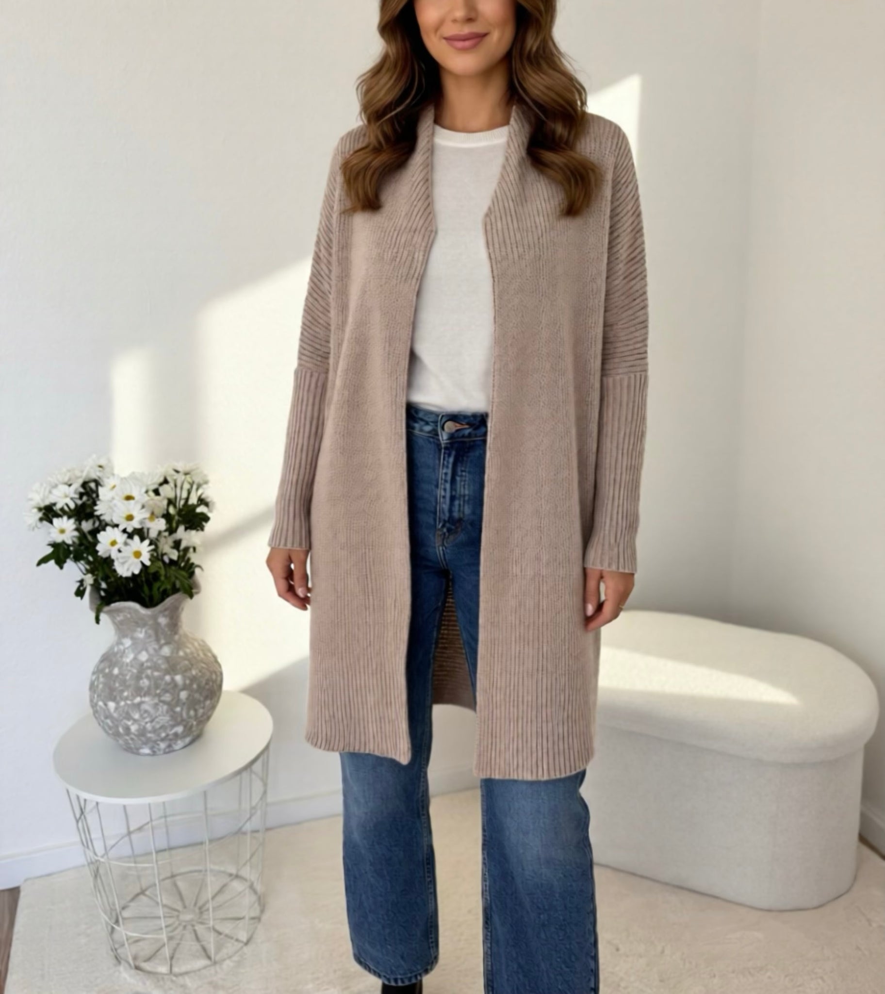 Strickjacke hellbeige