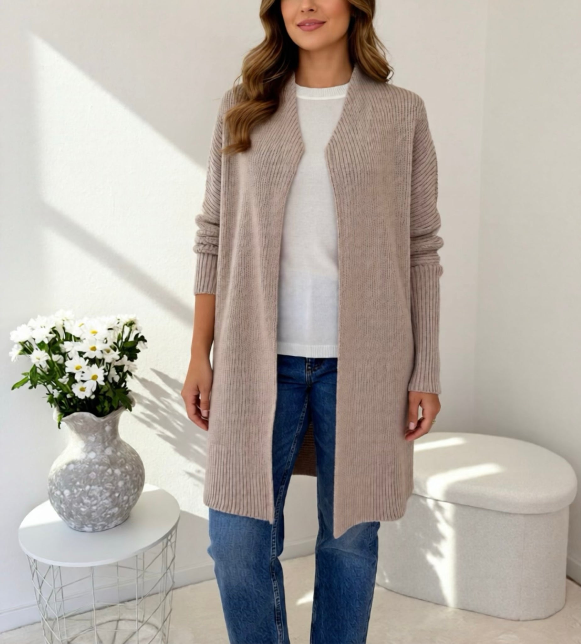 Strickjacke hellbeige
