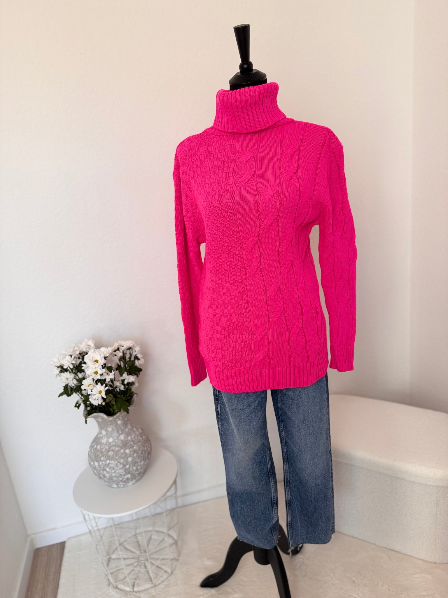 Rollkragenpullover pink