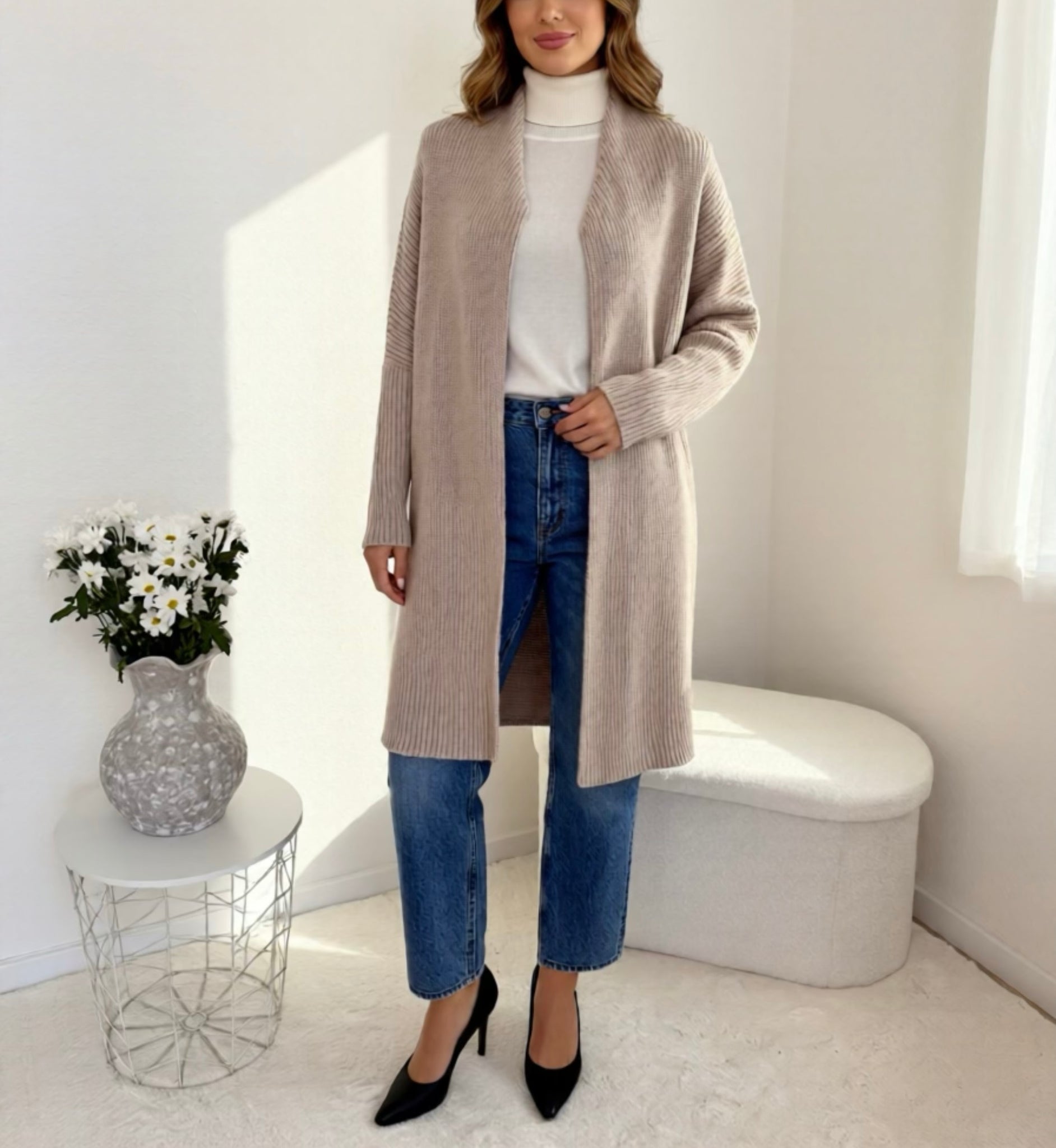 Strickjacke hellbeige