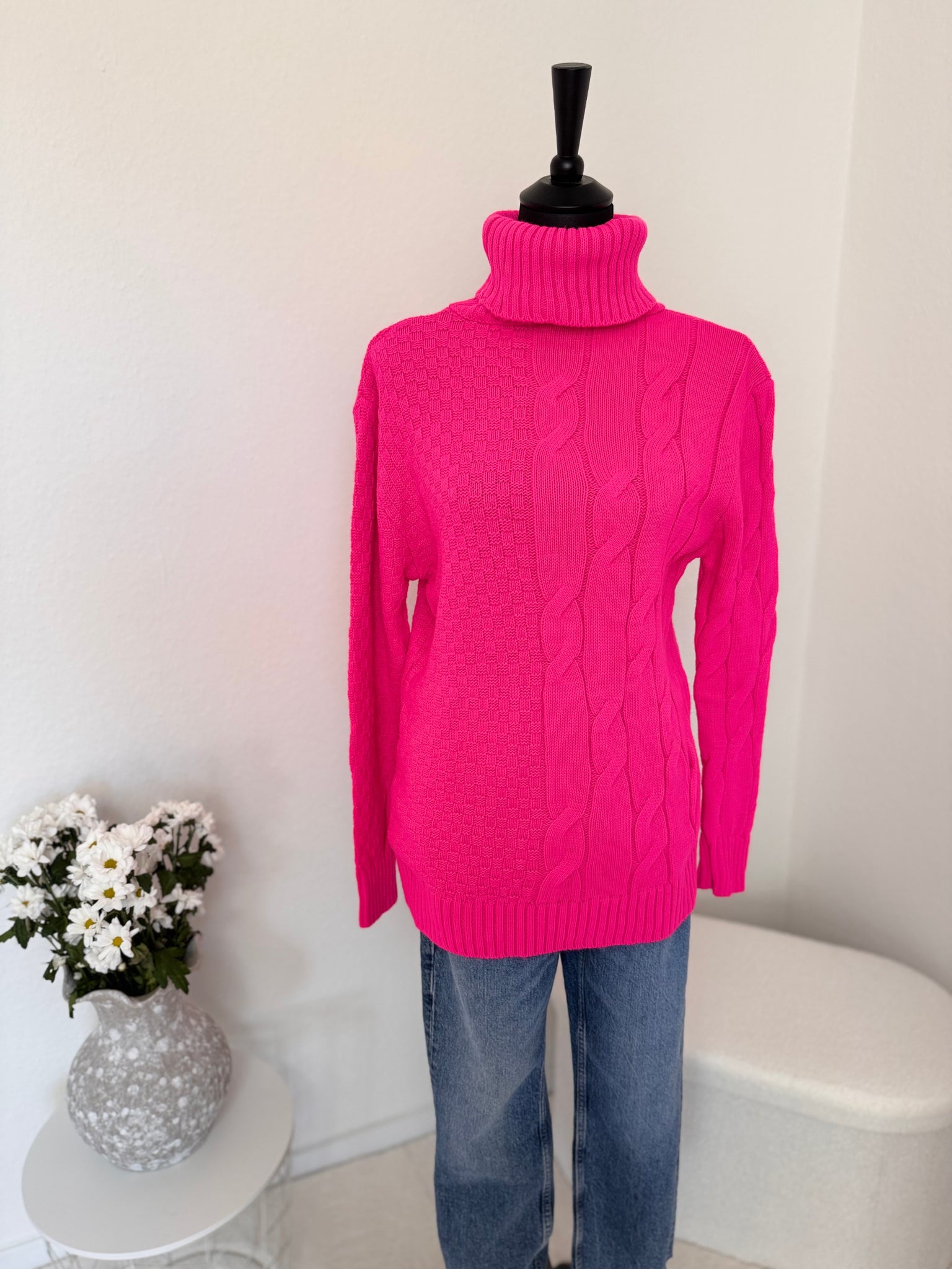 Rollkragenpullover pink