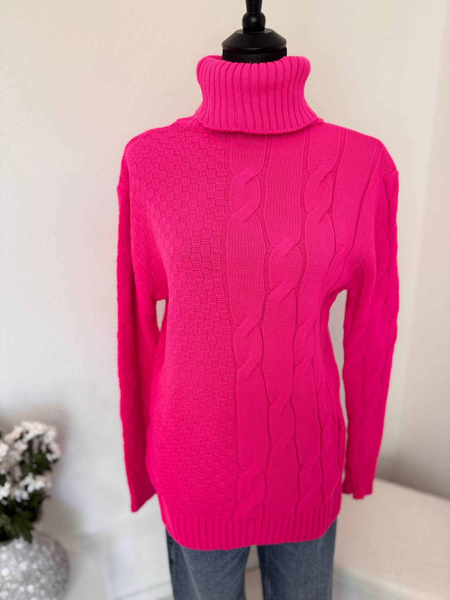 Rollkragenpullover pink